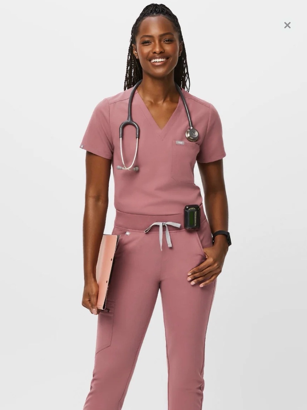 Figs Women's Scrub Joggers and Top Set in Dusty Rose/Mauve Limited Edition Color